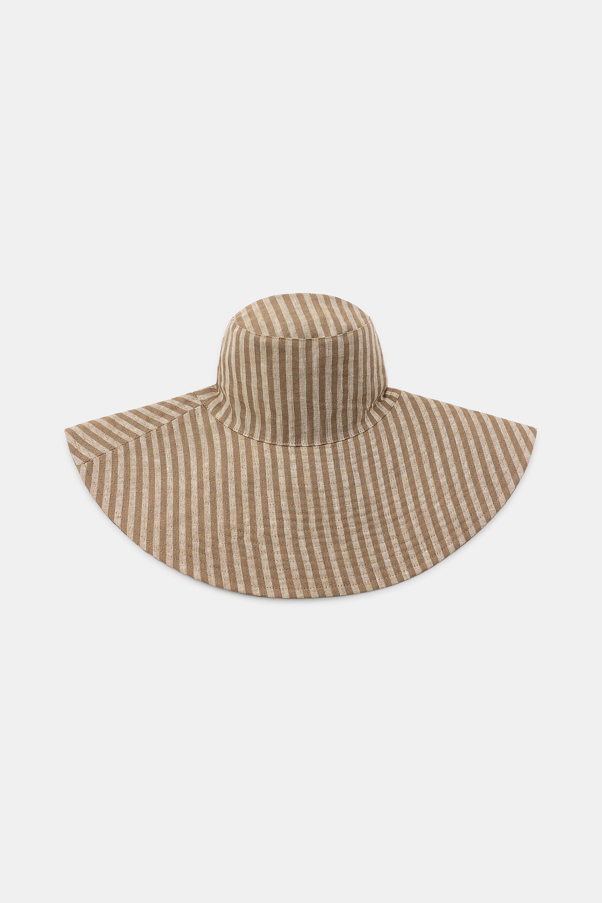 REVERSIBLE 100% LINEN STRIPED HAT